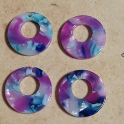 アクリルチャーム ディスク 紫×水色 4個セット 1枚目の画像