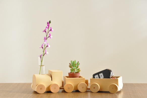 一輪挿し『汽車』きしゃ　　キーケース＆印鑑置き　玄関口前駅停車～　一人暮らしの方へ 3枚目の画像