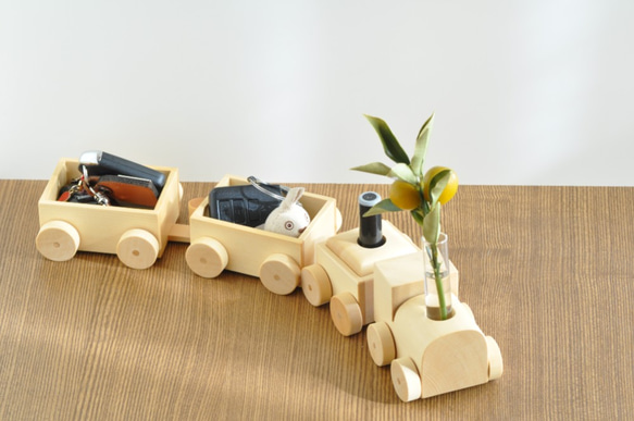 一輪挿し『汽車』きしゃ　玄関口駅停車列車～　キーケース＆印鑑置き　二人暮らしの方へ 2枚目の画像