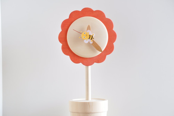 置き時計『ふらわ時計』赤 1枚目の画像