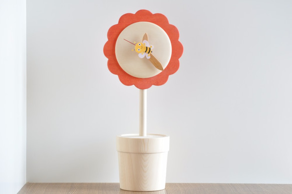 置き時計『ふらわ時計』赤 2枚目の画像