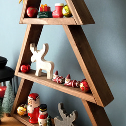 【TREE/スタンドシェルフ】walnut/飾り棚/薄型/クリスマスツリー 3枚目の画像