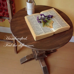 【丸型サイドテーブル】アンティーク風コーヒーテーブル/直径38cm 2枚目の画像