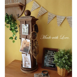 木製 アンティーク風 回転式マルチスタンド/ アクセサリースタンド