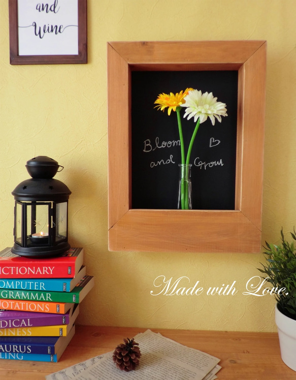LO/アンティーク風黒板付き花瓶フレーム(花瓶&お花付き) 3枚目の画像