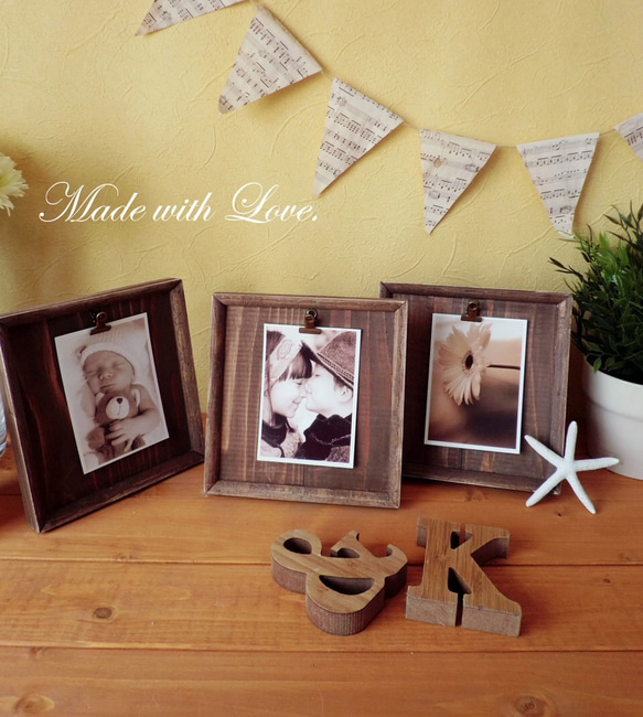 立て掛けフォトフレーム3点set】アンティーク風 写真立て フォト