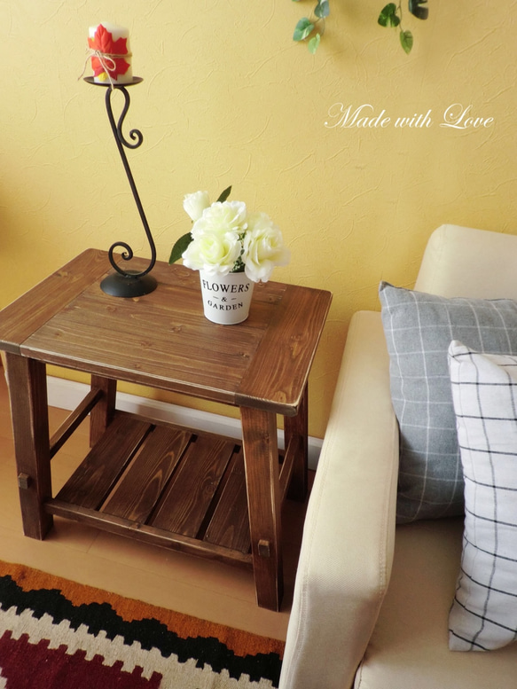 【木製サイドテーブル】ベッドサイドテーブル/ベンチ 5枚目の画像