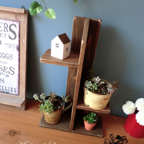 木製スタンドシェルフ】玄関/飾り棚/デスク収納/多肉植物 棚・シェルフ