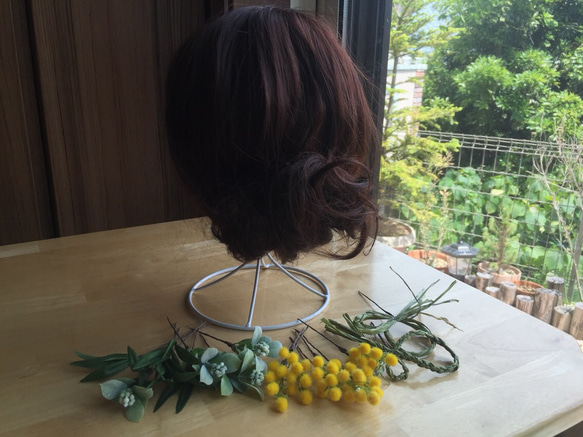 ユーカリ・ミモザウェディングヘアパーツ 2枚目の画像