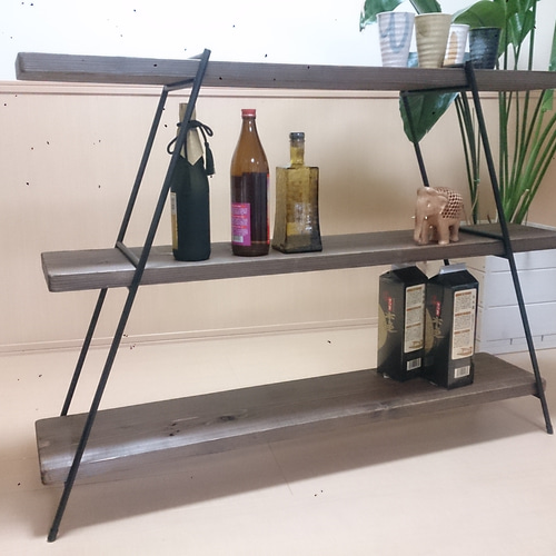 ✧アイアン×足場板 3段ラック120cm♬*❀. 店舗什器❀.飾り台