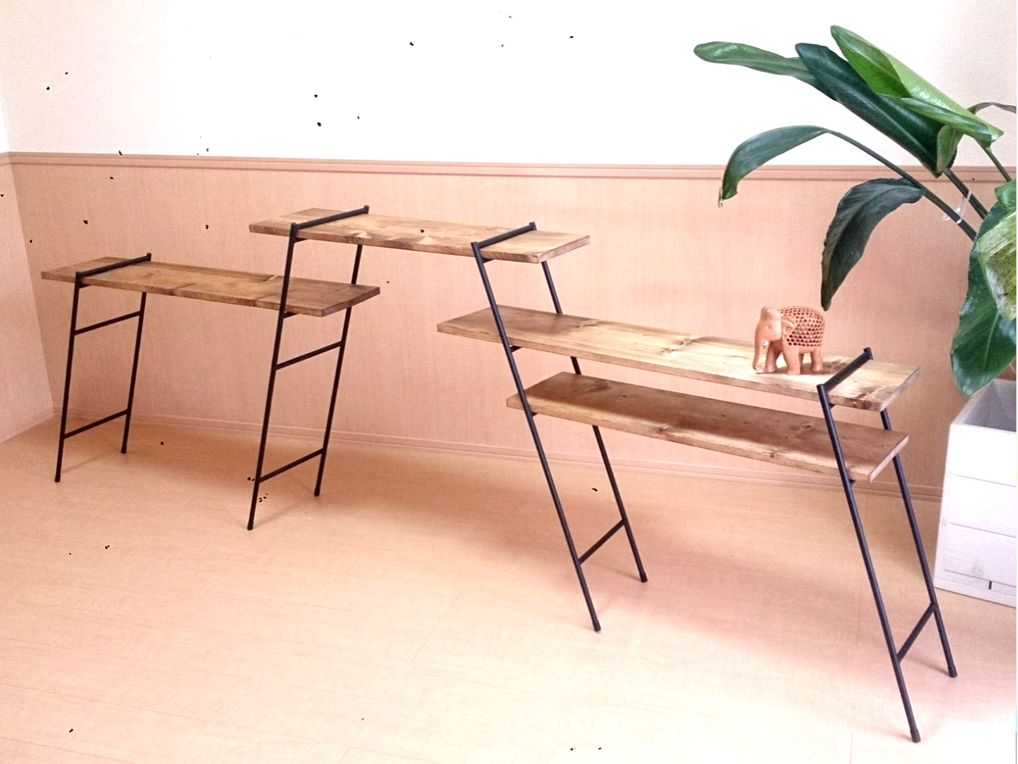 【板色変更無料❣❣》アイアンレッグ&天然木♡フルセット♡﻿キッチンテーブル//店舗什器