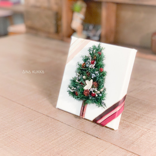 Xmas[ツリーキャンバスアレンジ]プリザーブド×ドライフラワー ドライ