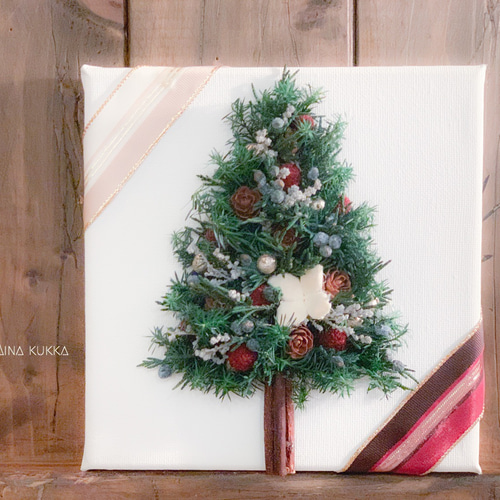 Xmas[ツリーキャンバスアレンジ]プリザーブド×ドライフラワー ドライ