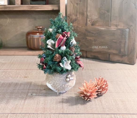 Xmas[ツリーアレンジ]プリザーブドフラワー×ドライフラワー