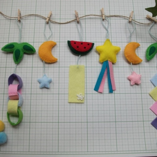 受注制作品】☆*星のお祭り*☆ 七夕 毎年使える フェルト ガーランド
