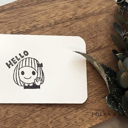 おかっぱちゃん【HELLO】　消しゴムはんこ 1枚目の画像