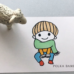 マフラーぐるりマッシュルームくん　消しゴムはんこ 1枚目の画像