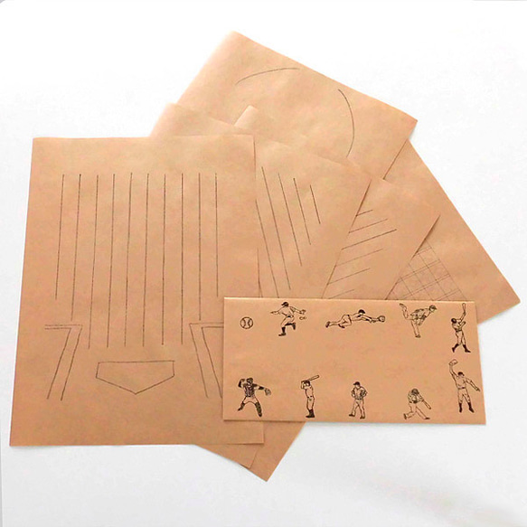 【便箋のみ】野球好き封筒とおそろいの便箋 6枚目の画像