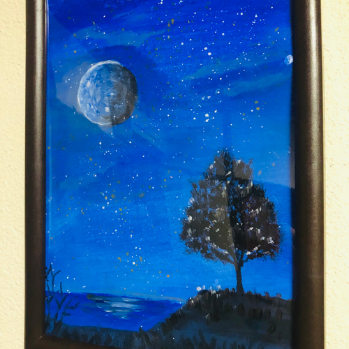 絵画 シルエット風景 ブルー 絵画 にゃんこ工房 通販 9938143｜Creema