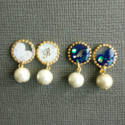 イニシャル入り☆circlea　pierced earring and pearl 2枚目の画像