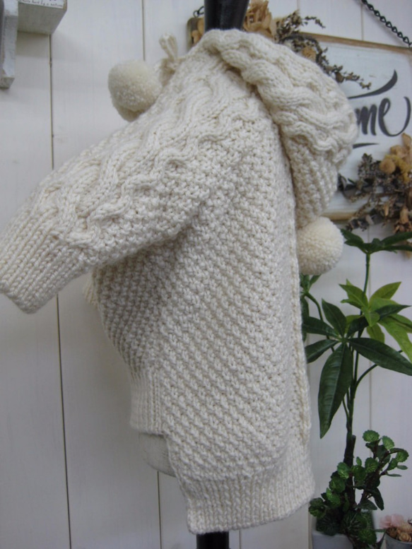 ♪手編み♪フードセーター♡シルクウール 2枚目の画像