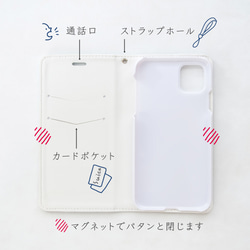はなうた歌う女の子  手帳型スマホケース ベルトなし ✶ SE3 SE2 iPhone16 音符 春色 グリーン ✶ 6枚目の画像