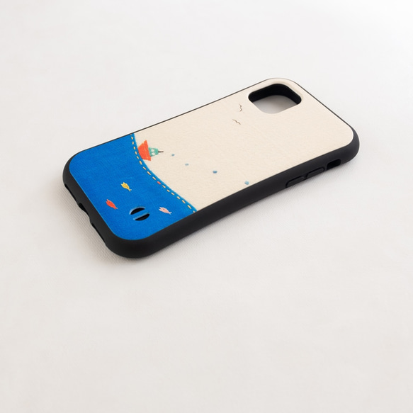 海にゆこうよ！ スマホケース　✶ iPhone15 SE3 SE2 グリップケース 春 ブルー ✶ 4枚目の画像
