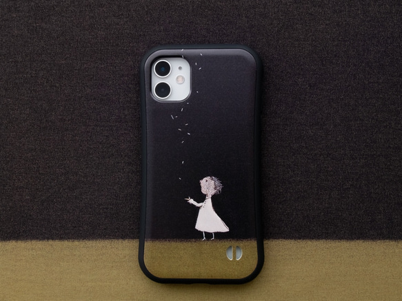 僕の願い スマホケース　✶ iPhone15 SE3 SE2 夜 ブラック グリップケース ✶ 1枚目の画像