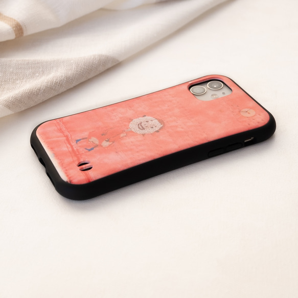 にこにこ スマホケース　✶ iPhone15 SE3 SE2 ピンク グリップケース 春 ✶ 5枚目の画像