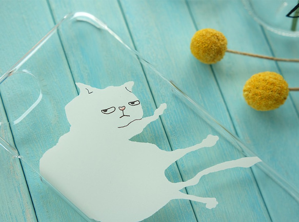 やる気のない猫 白猫 スマホケース 　　✶ ハード iPhone12 SE ✶ 2枚目の画像