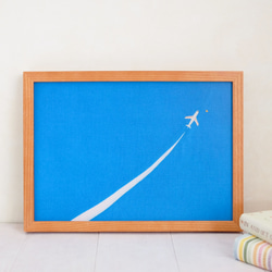 インテリアポスター  ひこうきぐも    ✶ アート インテリア 春 ブルー 飛行機 ✶ 1枚目の画像