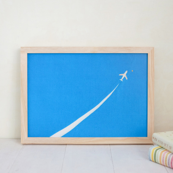 インテリアポスター  ひこうきぐも    ✶ アート インテリア 春 ブルー 飛行機 ✶ 2枚目の画像