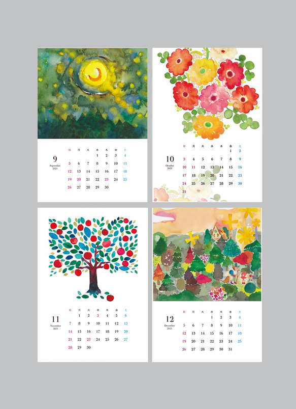 【2021年】 花と自然の水彩画カレンダー 8枚目の画像