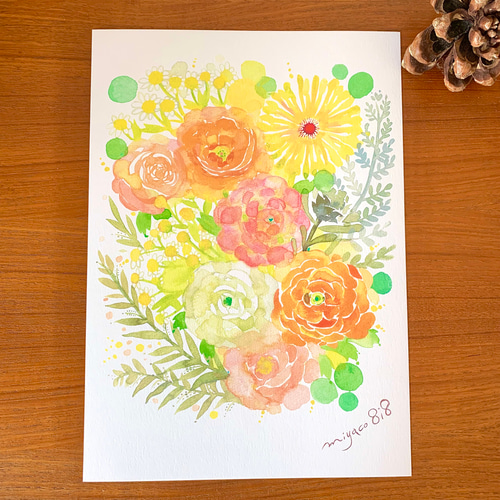 ラナンキュラス　水彩画　原画 Noriko | Ranunculuses 41x31cm #ラナンキュラス