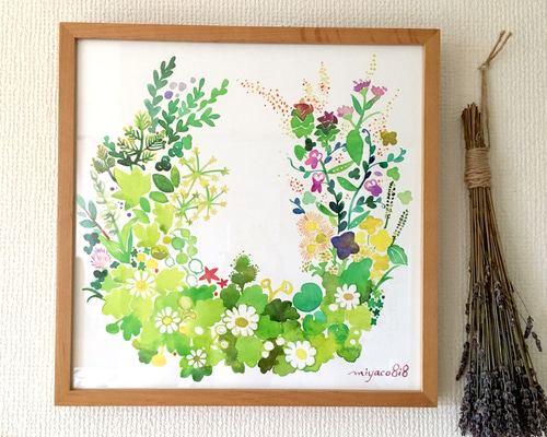 水彩画ポスター30cm×30cm「コーラス」 絵画 miyaco nishio 通販