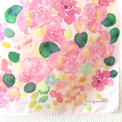 「ROSE」水彩手帕，也可用作圍巾 第4張的照片