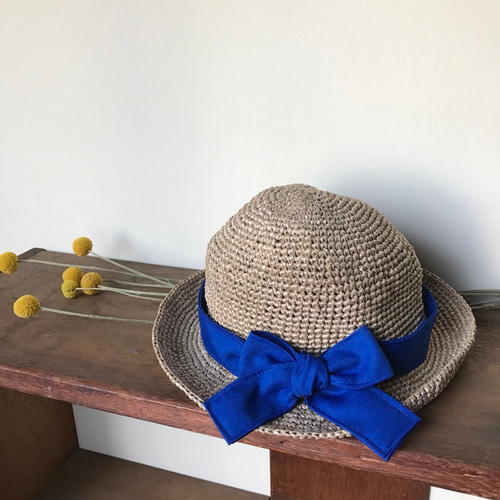 お値下げ！　maxim 水色 ストライプリボン 麦わら帽子 maxim 水色 ストライプリボン 麦わら帽子 麦わら帽子 カンカン帽