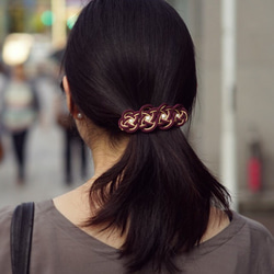 Awaji Hair Clasp 淡路結びのバレッタ - wine gold 2枚目の画像