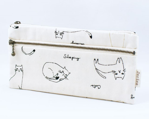 感謝価格　レア生地　クレーン猫柄　10cm ファスナープリーツポーチ　人気 0_f2970614013cc57c5d2e6693b6f0
