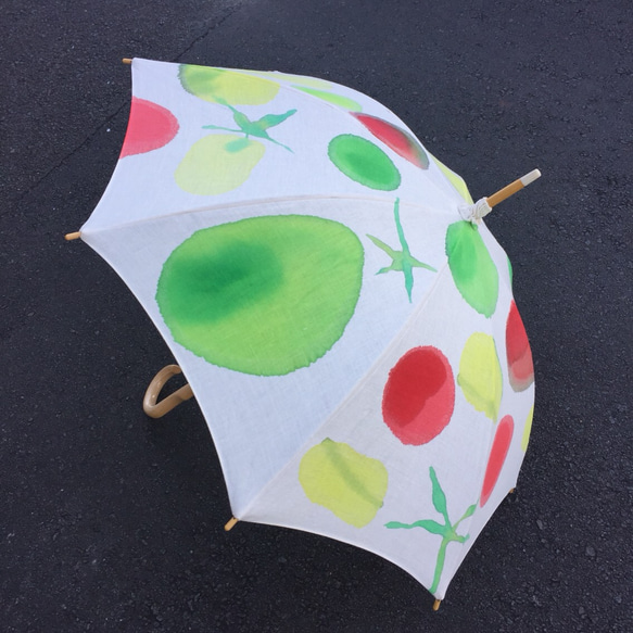 手描きリネン日傘      真っ赤なとまと 2枚目の画像
