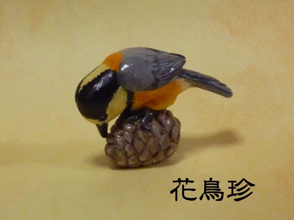 秋松ぼっくりにヤマガラ