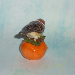 ●熟し柿にスズメさん●粘土細工 2枚目の画像