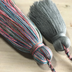 コットン糸のタッセルロープ(グレーミックス) 2枚目の画像