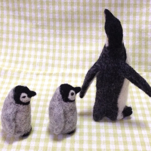 【羊毛フェルト】30cm越の大型★ペンギン★皇帝ペンギン　親子　鳥 0e3f0d7ff86c1e13e4e292512998a5