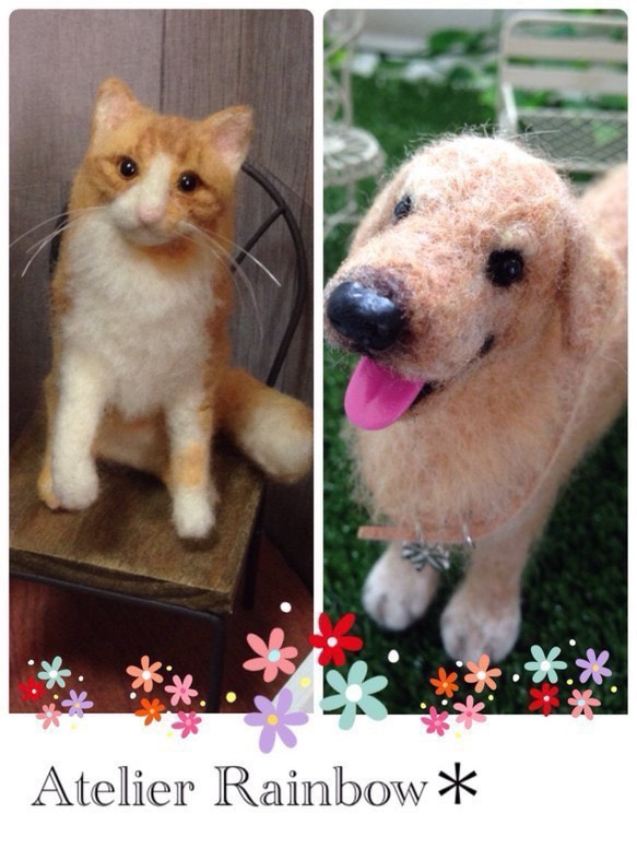 オーダー受付中　羊毛フェルト オーダー受付中】羊毛フェルト 動物 犬 猫 など ストラップ