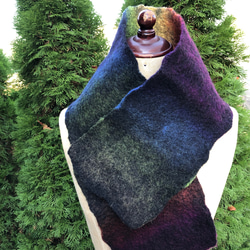 羊毛フェルトのレインボーミニマフラー 2枚目の画像