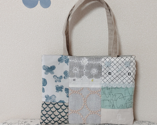 ミナペルホネン ハンドメイドパッチワーク×tambourine トートバッグ ミナペルホネンハンドメイド パッチワーク tambourineミニバッグ