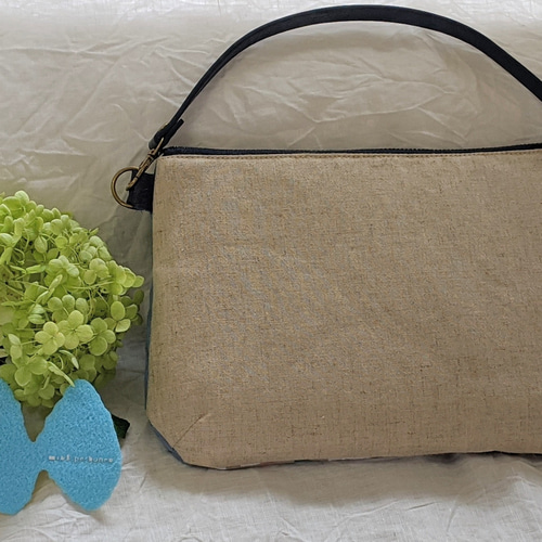 ミナペルホネン生地使用 ハンドメイドミニバッグ ネイビー系