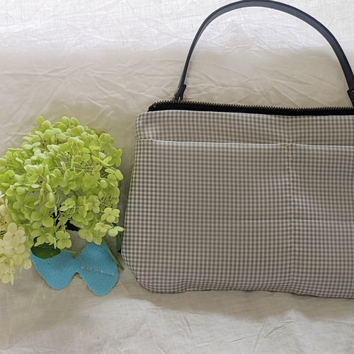 ミナペルホネン生地使用 ハンドメイドミニバッグ ネイビー系