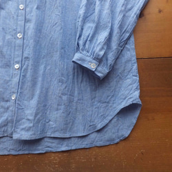 <5月8日まで送料無料＞『受注製作』ラグラン袖のスタンドカラーシャツ＊ブルー 4枚目の画像